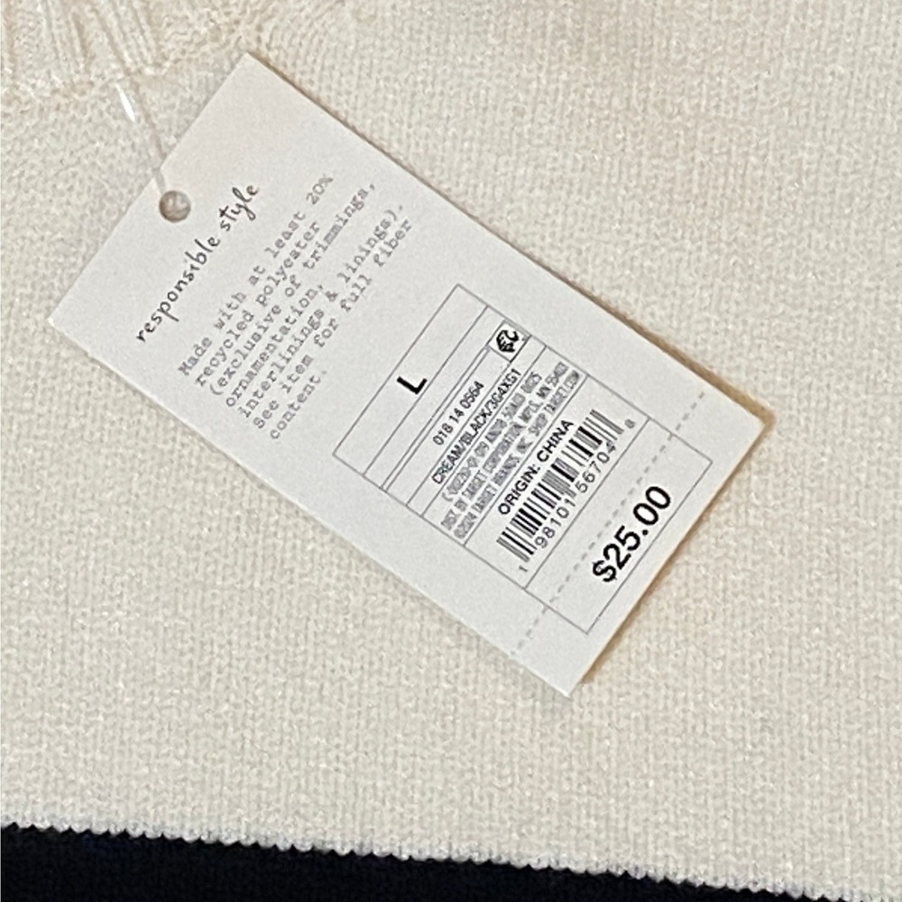 A New Day Women's Striped Crewneck Pullover Sweater Cream Black Large NWT - Picture 8 of 10